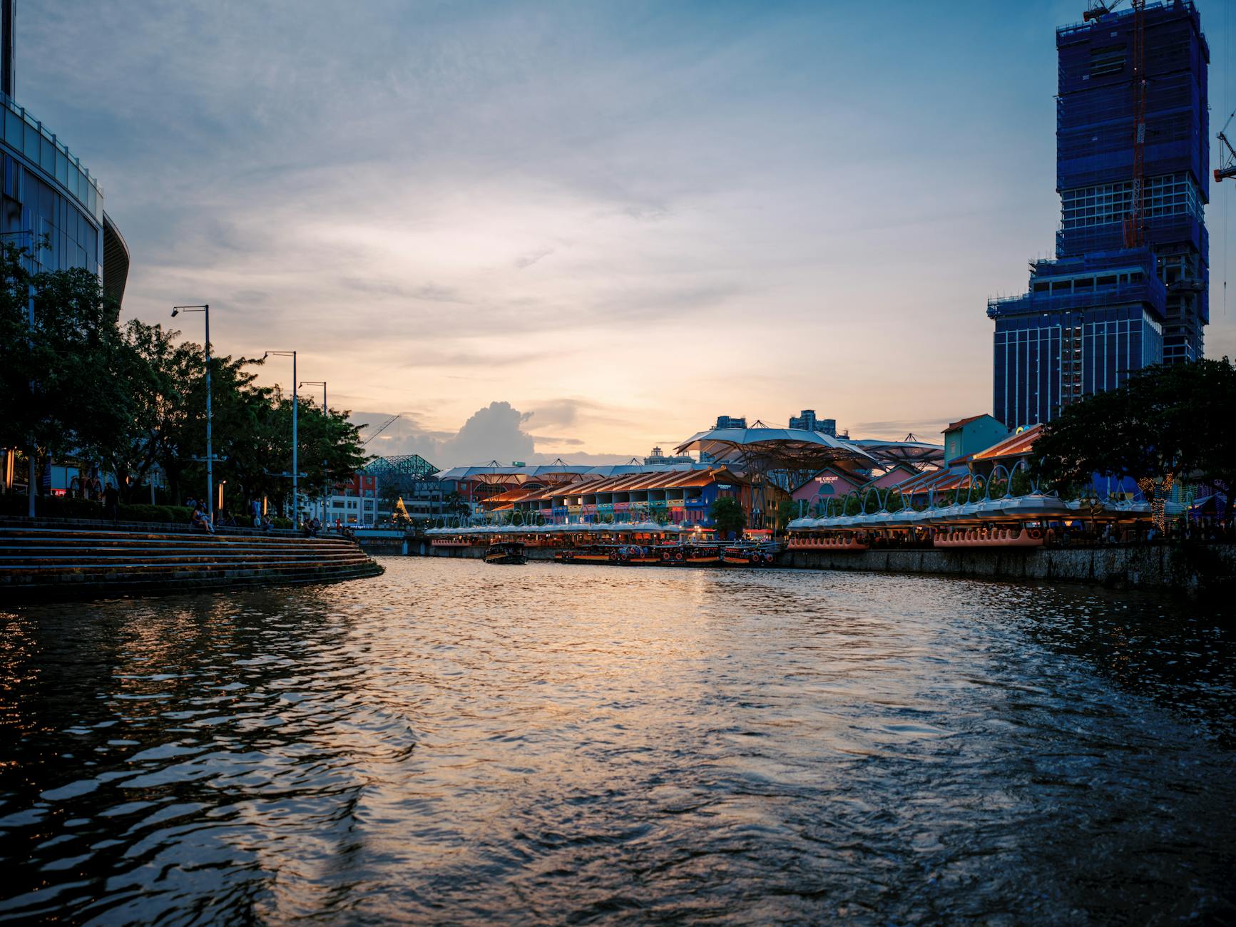 Singapore River bumboat + Clarke Quay