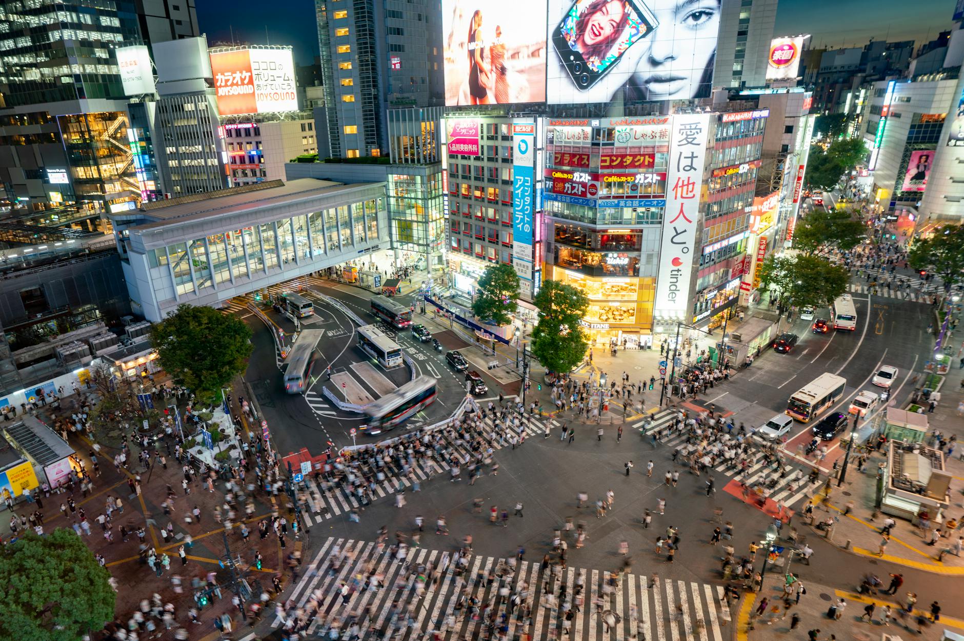Shibuya scramble at night
