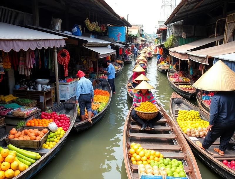 Damnoen Saduak floating market + railway market